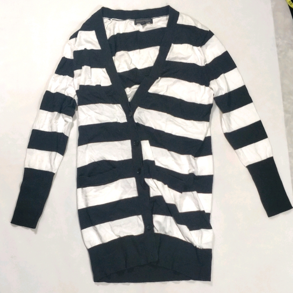 BANANA REPUBLIC Black and White Striped Cardigan